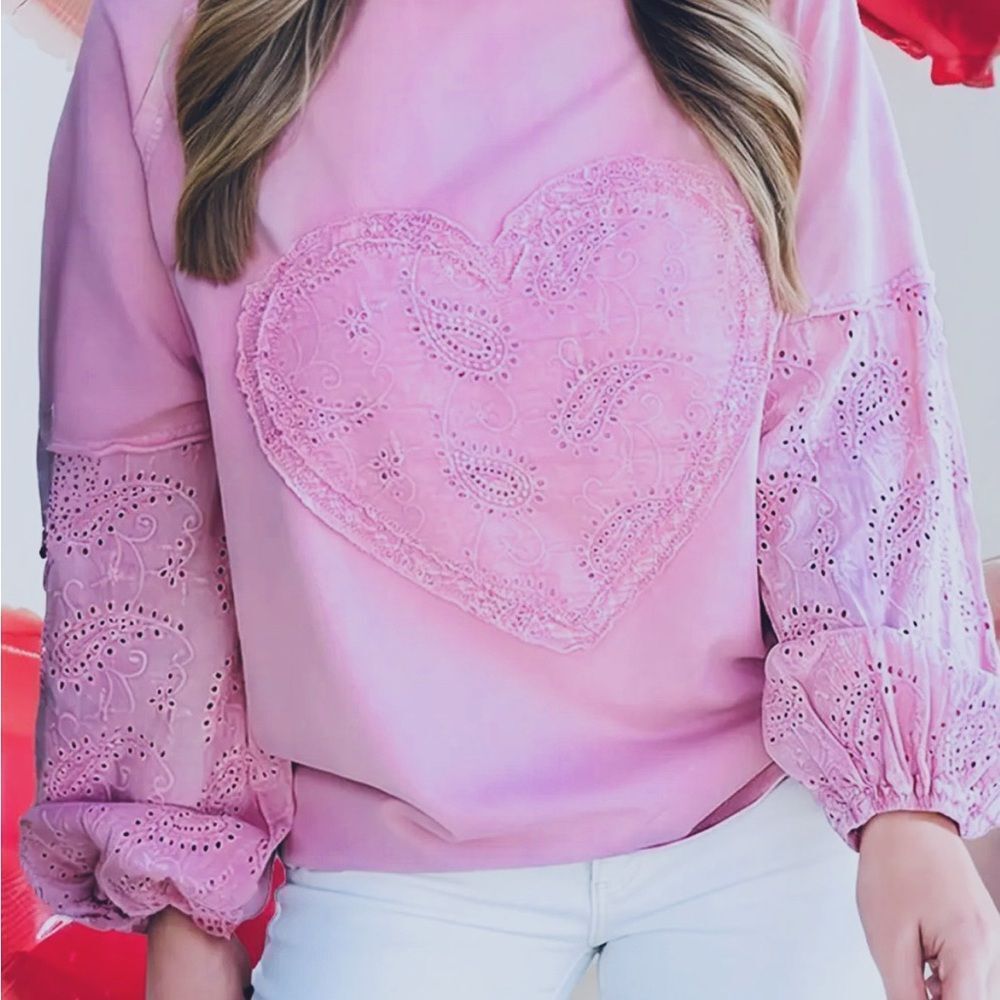 Pink Lace Heart Women's Top